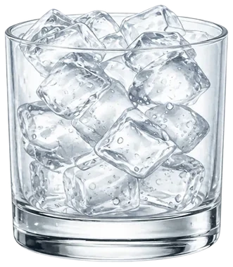 Ein Glas, bis zum Rand mit Eis gefüllt